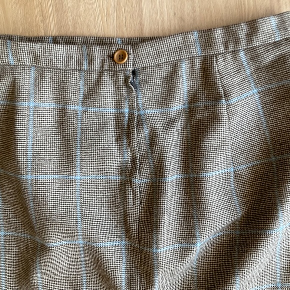 French Connection Wool Angora Plaid Midi Skirt tan academia grandpacore flare 6 - Picture 13 of 15